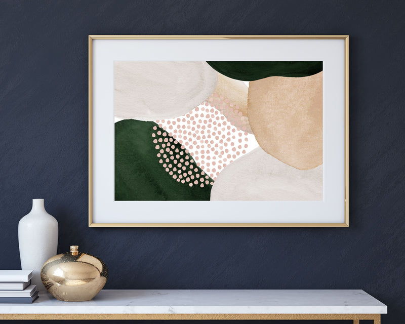 Abstract Boho Art Prints | Beige Cream Green