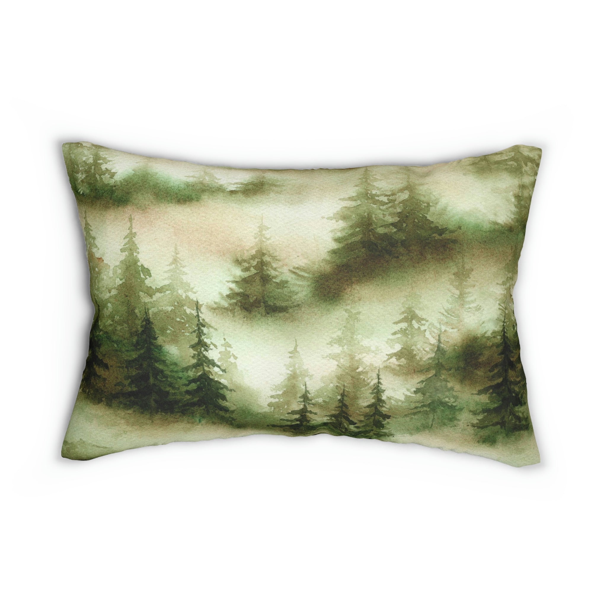 Nature Lumbar Pillow | Misty Sage Green Trees