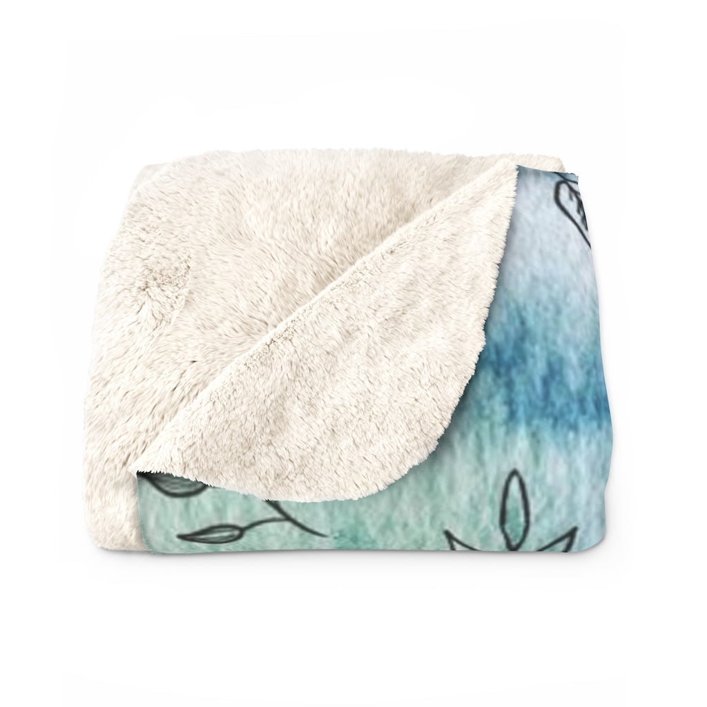 Floral Comfy Blanket | Teal Green Blue Leaves