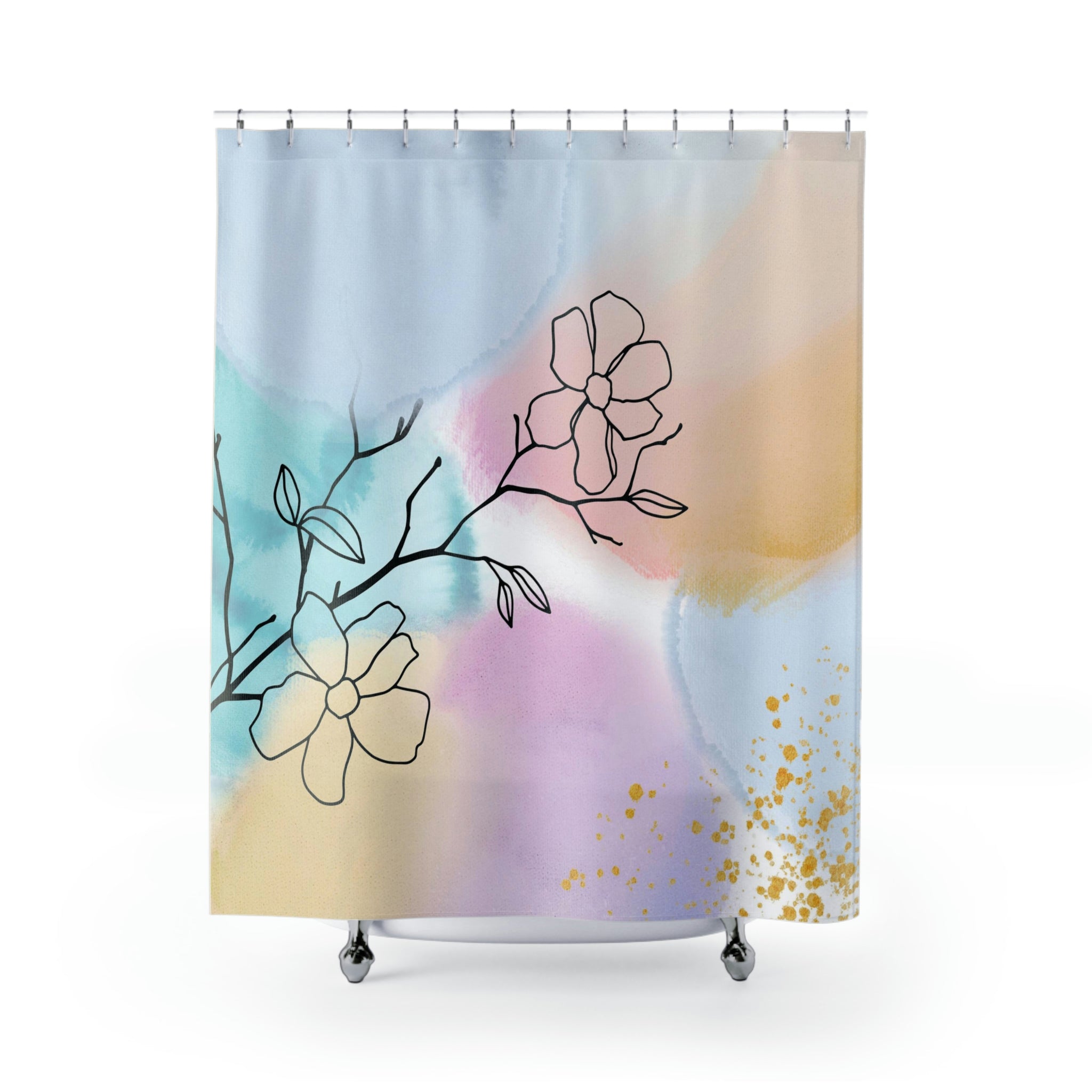 modern boho fabric shower curtain