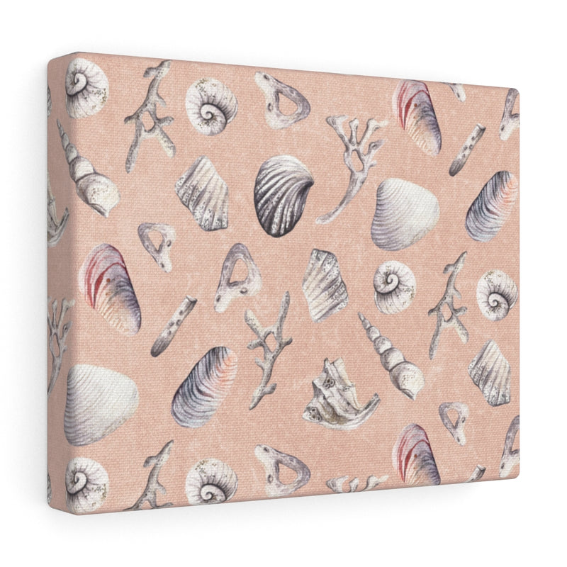 WHIMSICAL CANVAS ART | Pink Blue Seashells