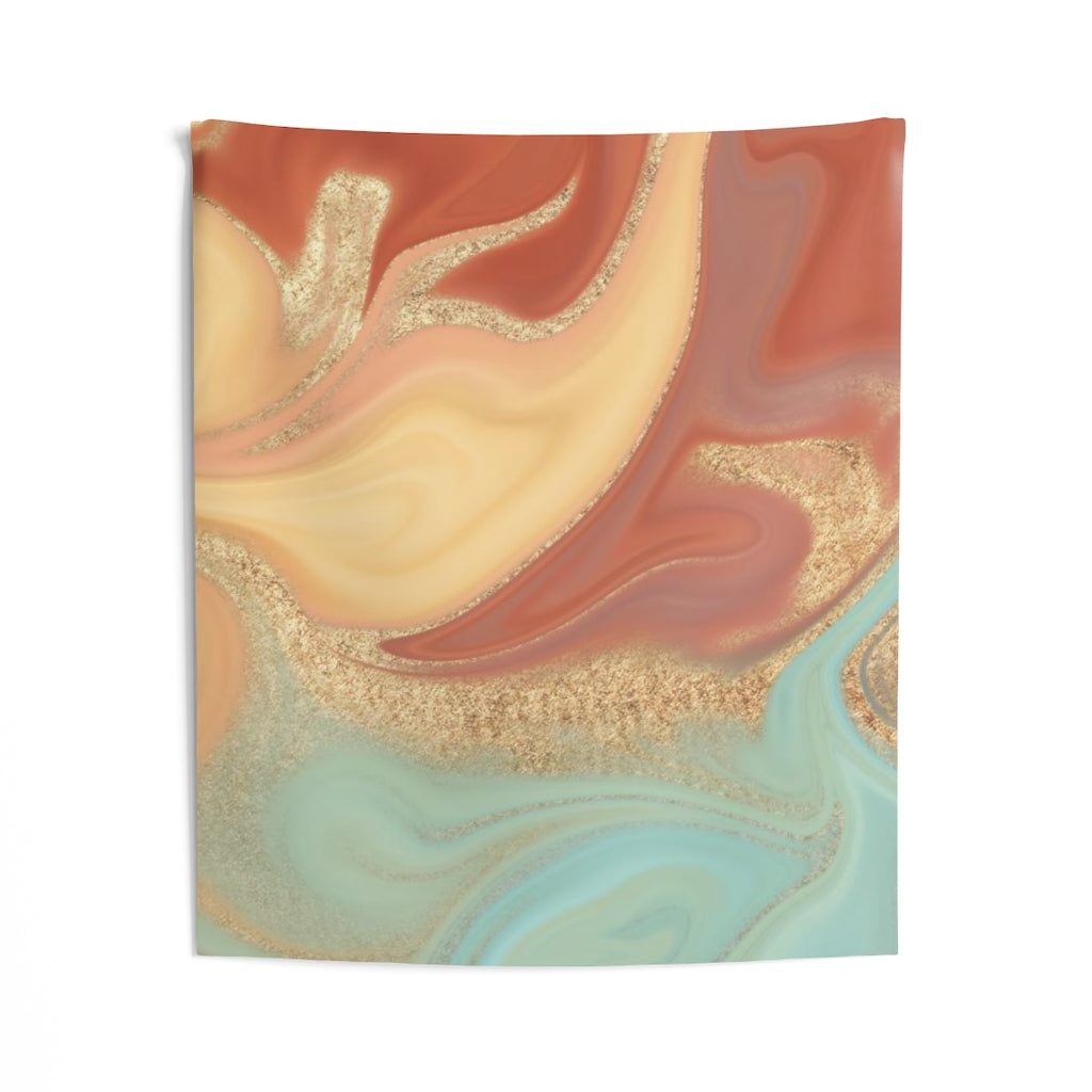 Abstract Tapestry | Teal Gold Rust