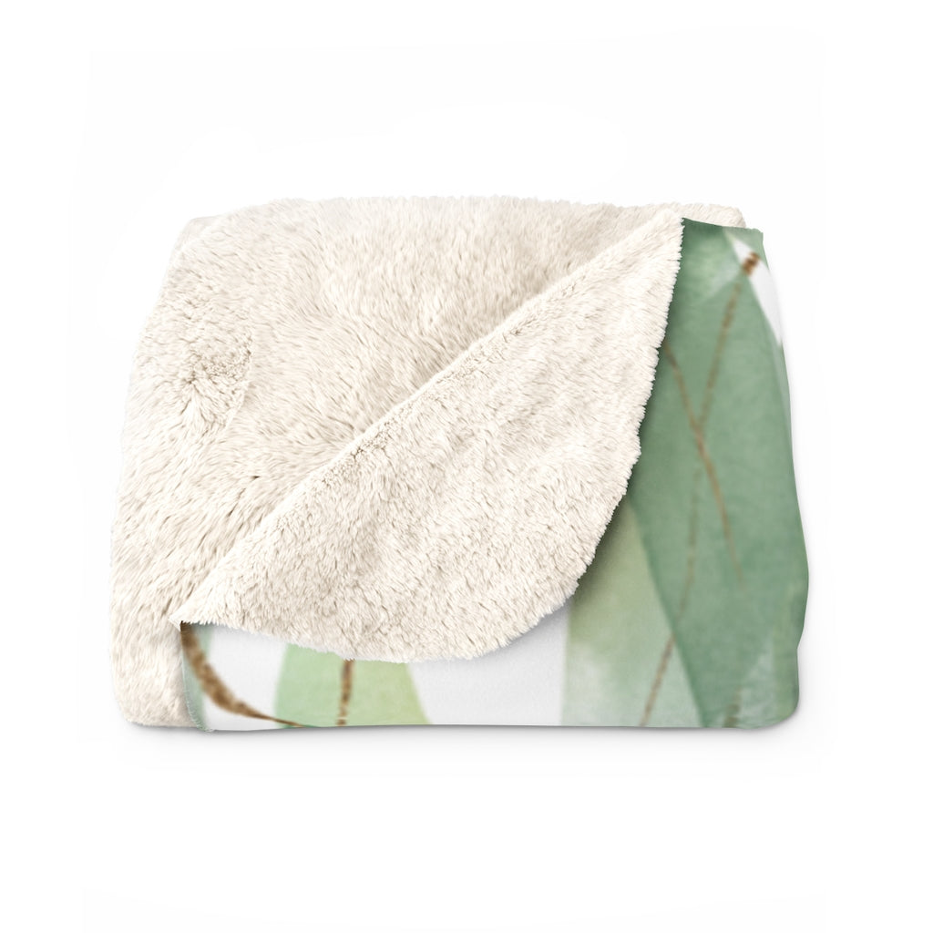 Eucalyptus Leaves, Green Gold White Blanket