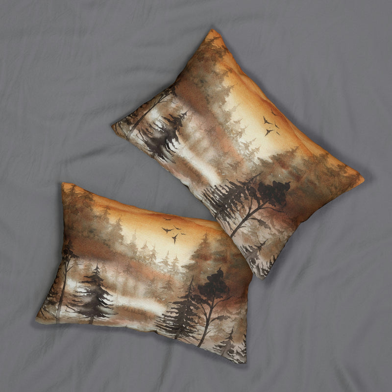 Nature Lumbar Pillow | Misty Rust Brown Forest Trees