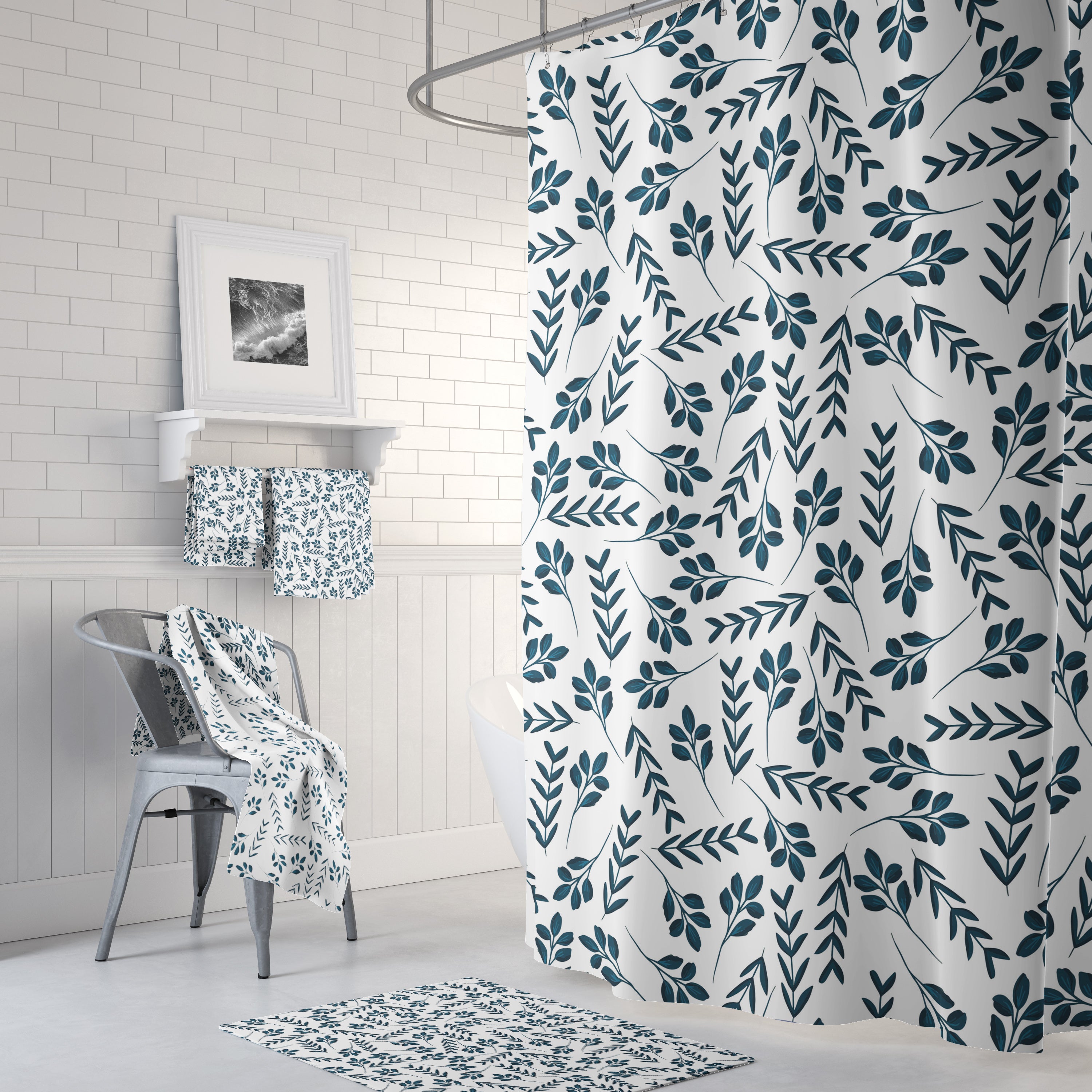 modern boho fabric shower curtain