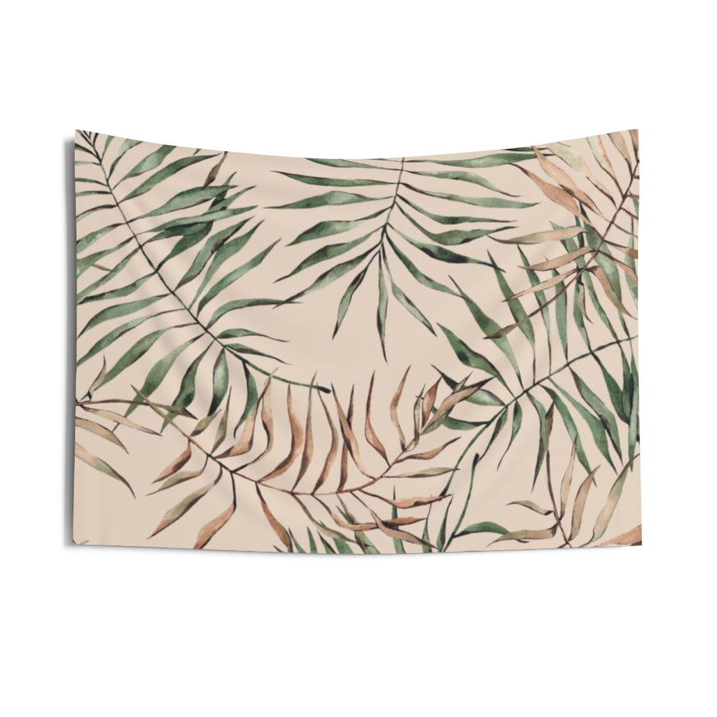 Floral Tapestry | Beige Green Palm Leaves