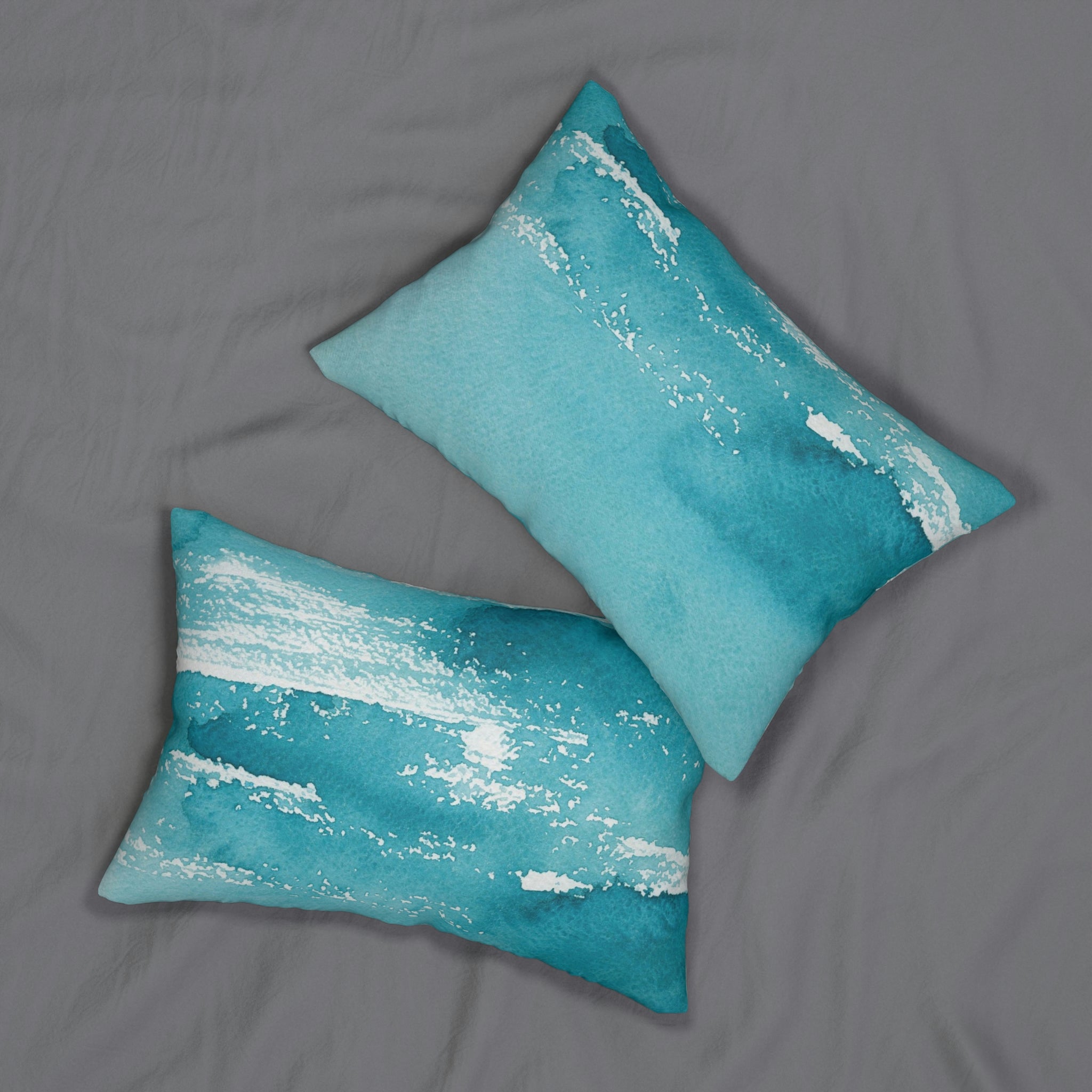 Abstract Lumbar Pillow | Sea Blue White Ombre