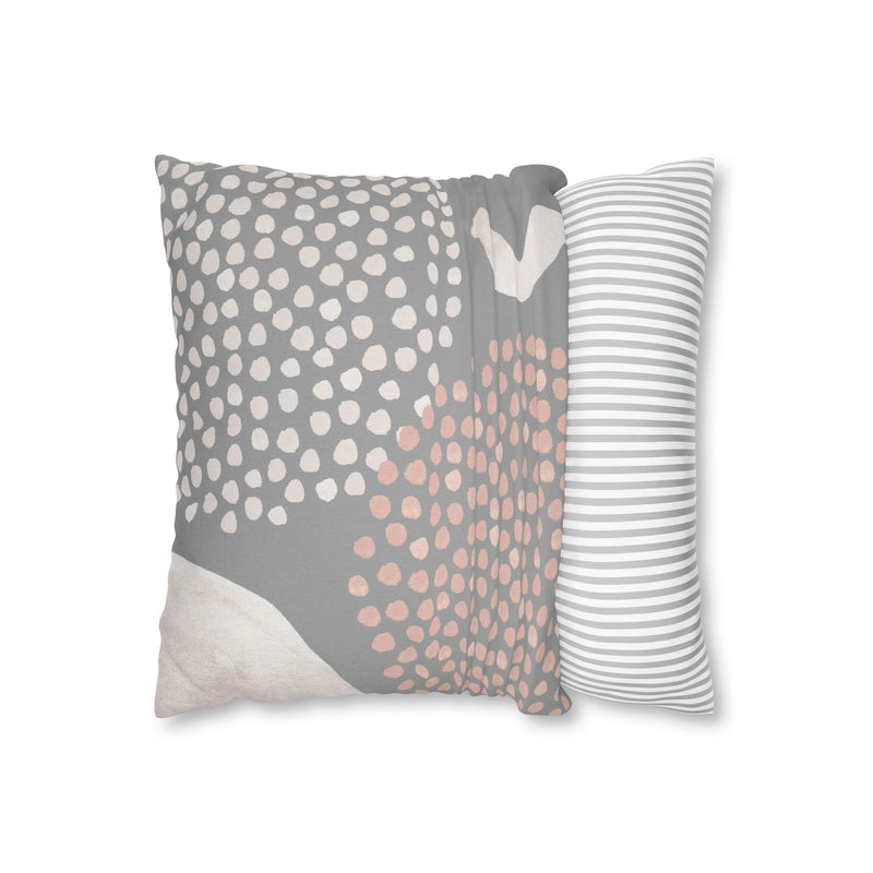 Abstract Boho Pillow Cover | Gray Blush Pink, Ivory