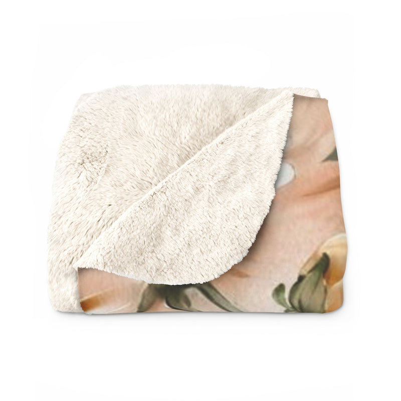 Floral Comfy Blanket | Khaki Green Beige Peonies