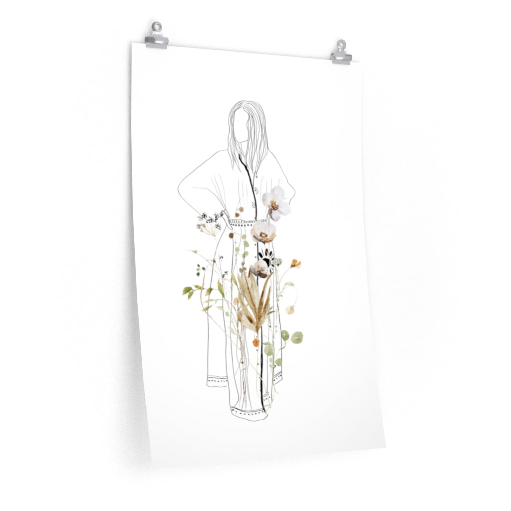 Woman | Wild Floral Art Print | one line art poster