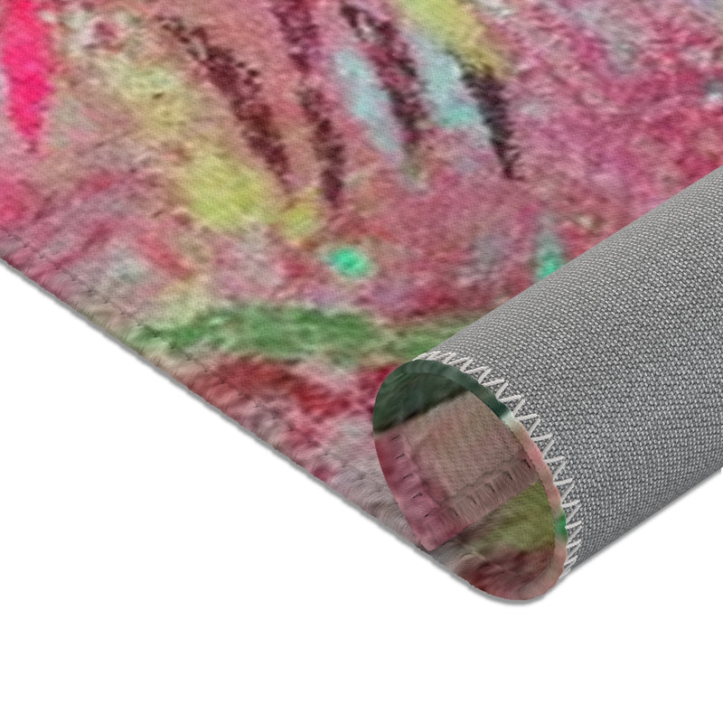 Abstract Area Rug | Pink Green Teal Acrylic