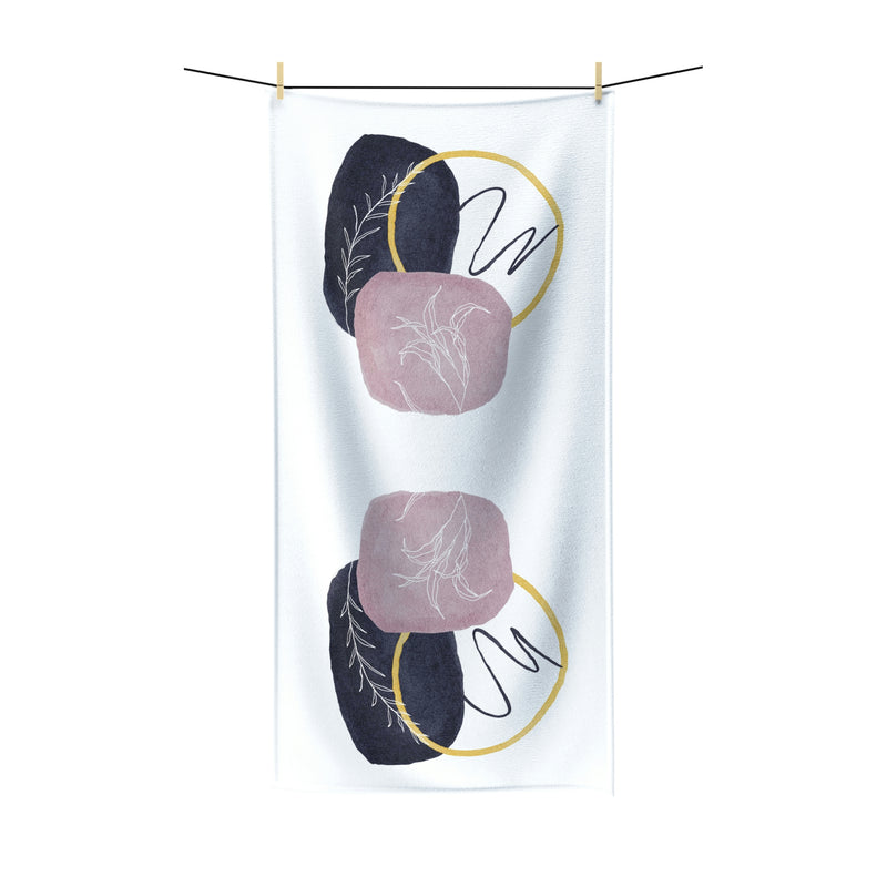Abstract Boho Bath Towel | navy mauve pink, white