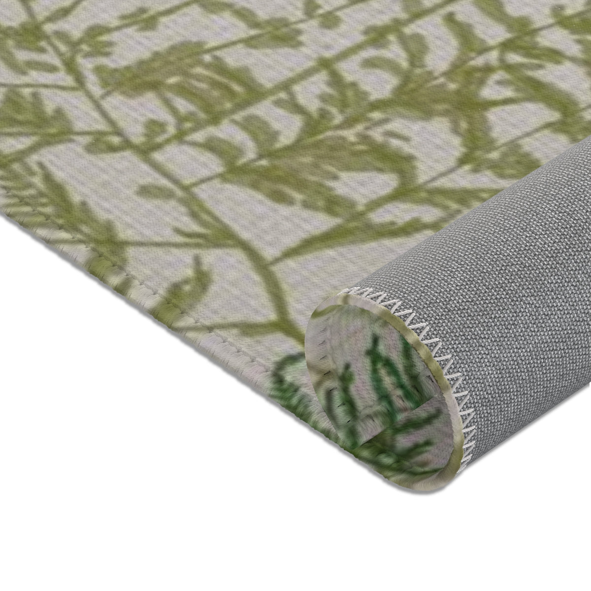 Floral Area Rug | Beige Gray Green Ferns