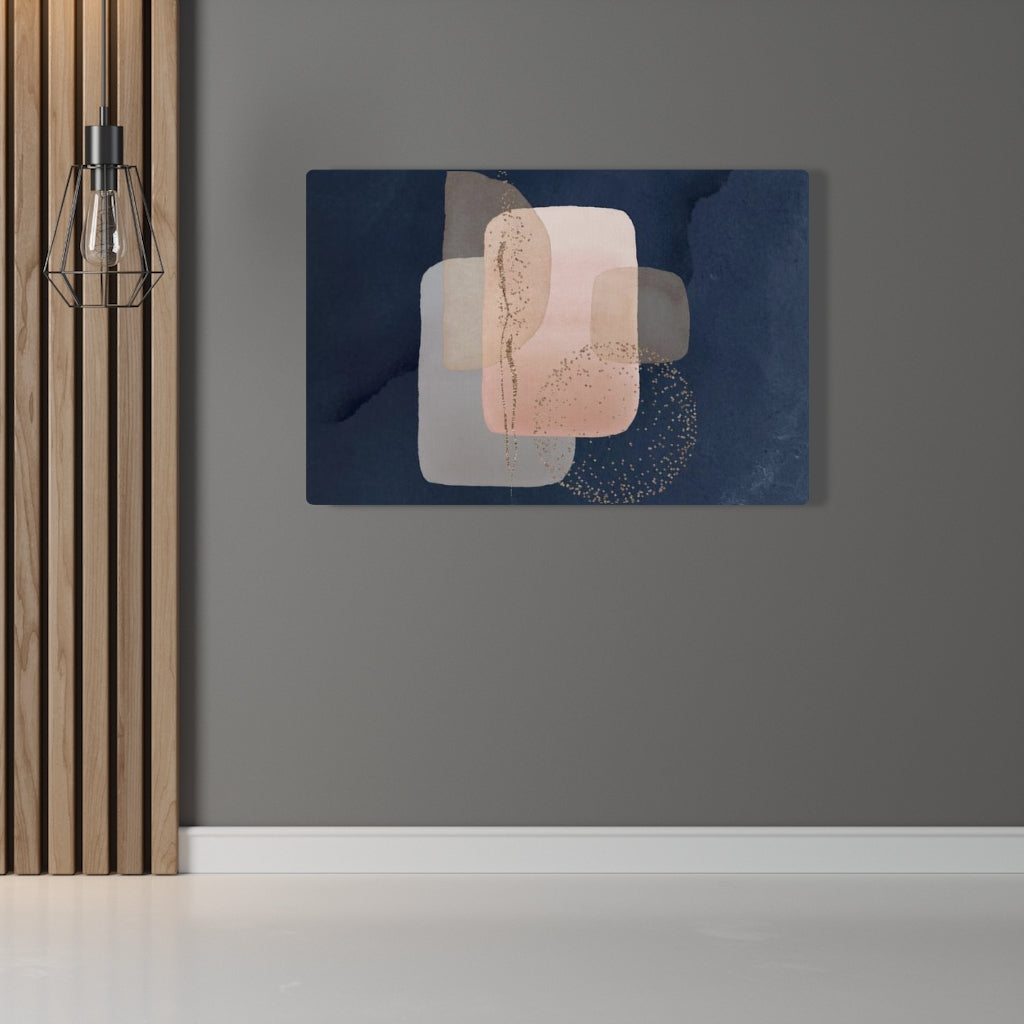 ABSTRACT WALL CANVAS ART | Blush Pink Grey Navy Blue Gold