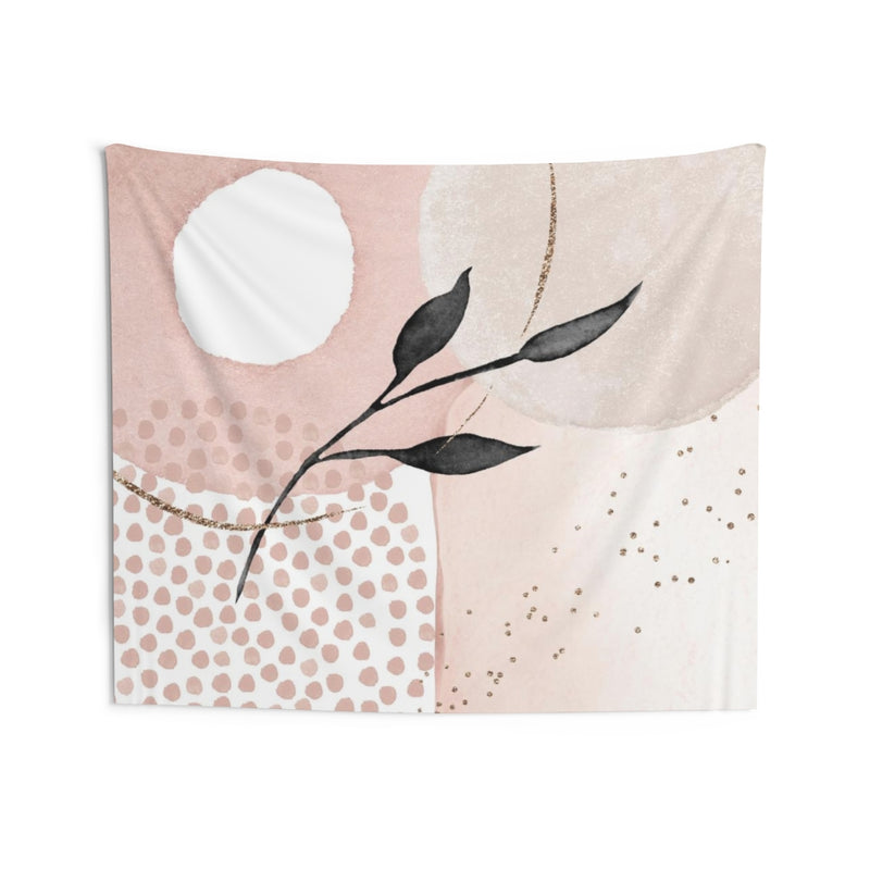 Floral Tapestry | Blush Pink Beige Black Leaves