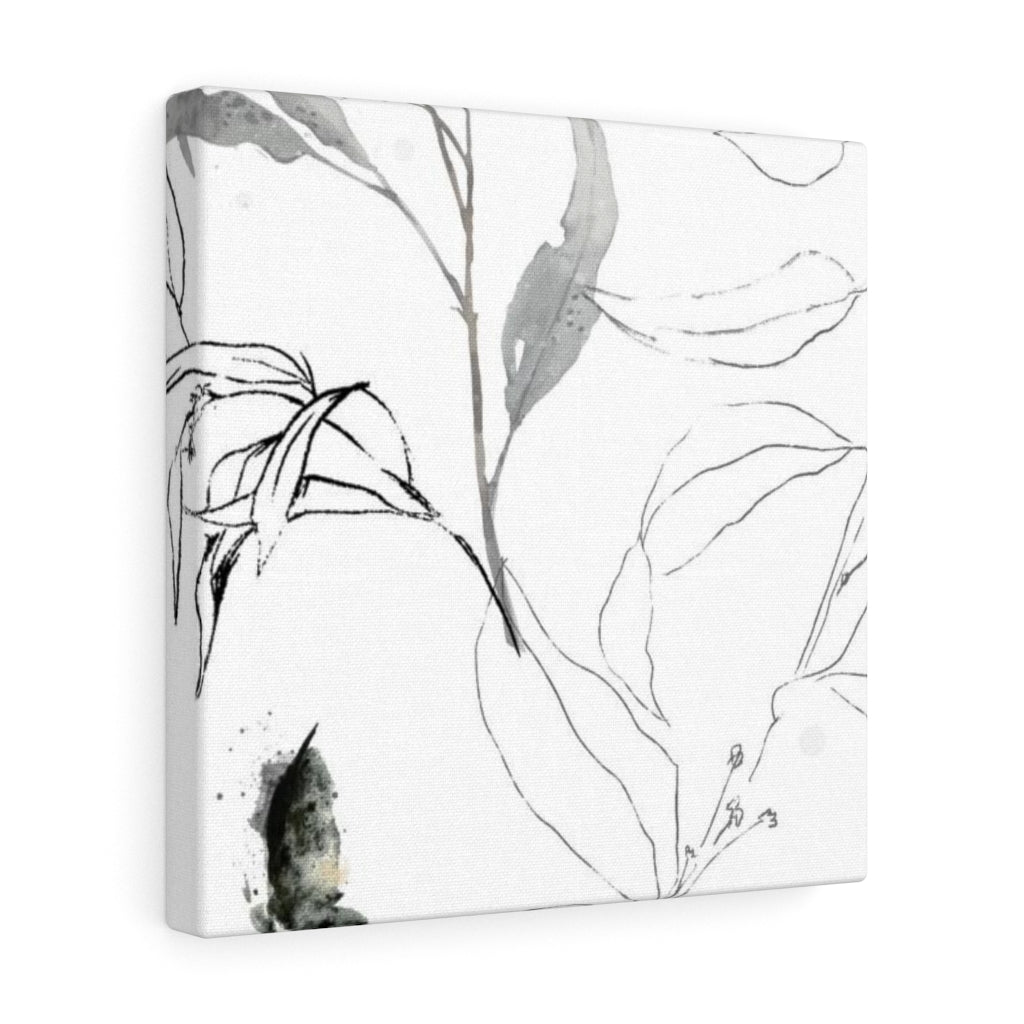 FLORAL WALL CANVAS ART | White Grey Black