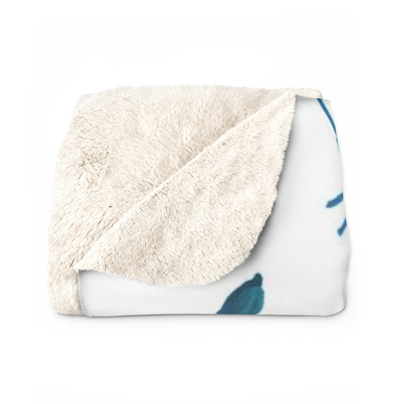 Floral Boho Comfy Blanket | Teal Blue White