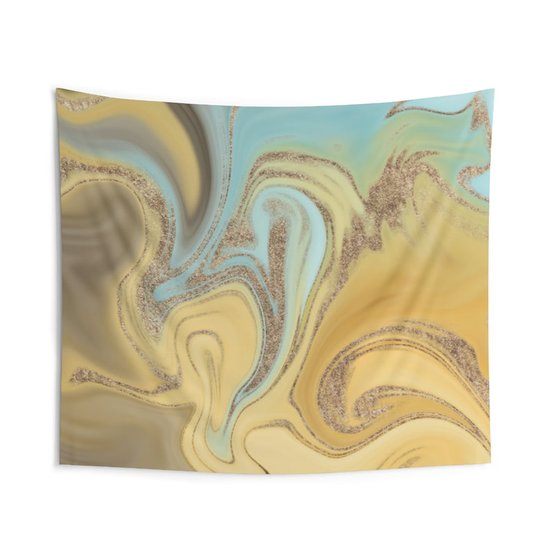 Abstract Tapestry | Teal Yellow Gold