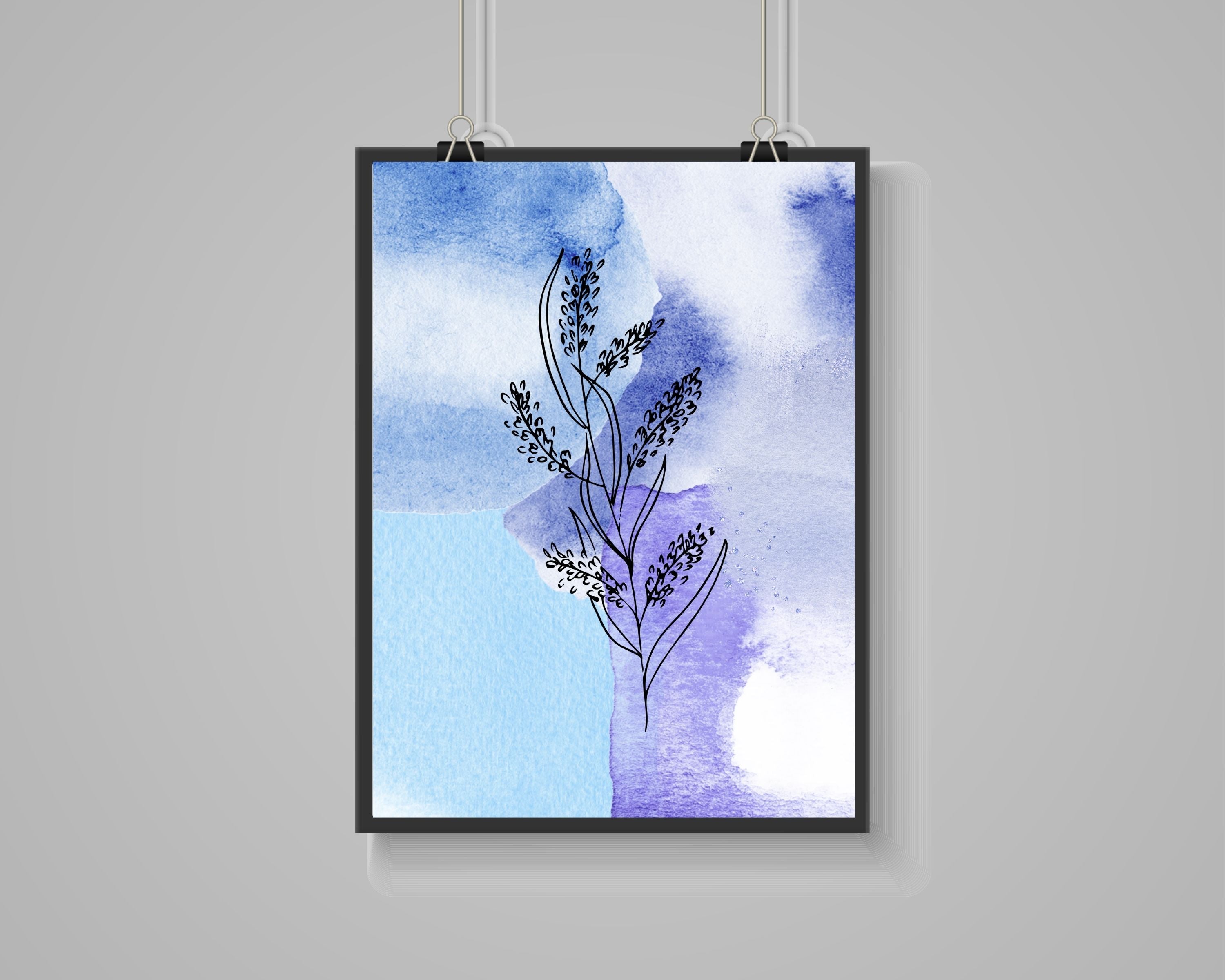 Abstract Boho Art Prints | Blue Lavender Floral