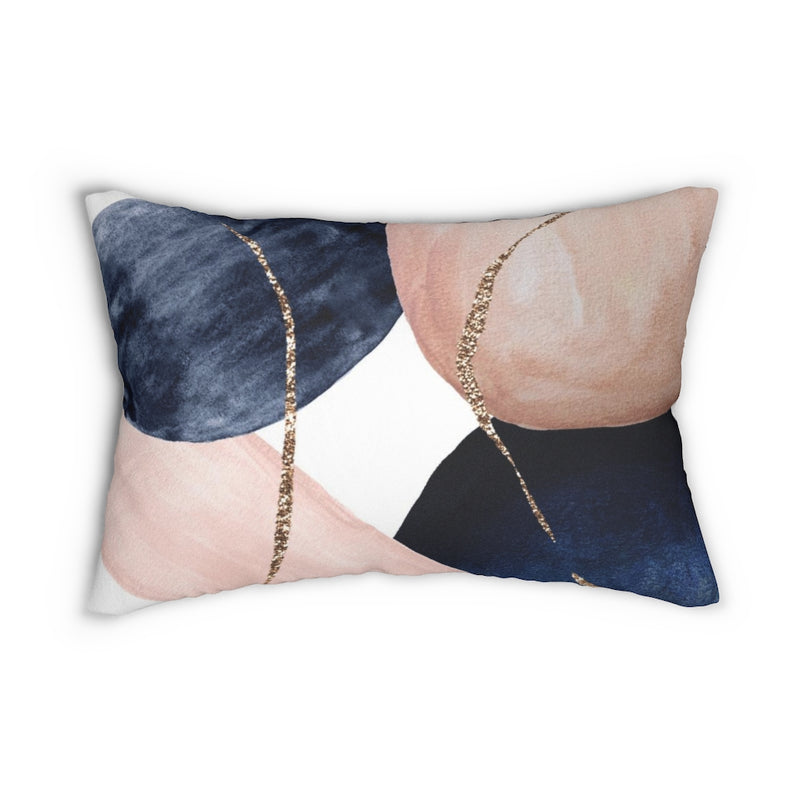 Boho Lumbar Throw Pillow | Abstract Minimalist Blush Pink Navy