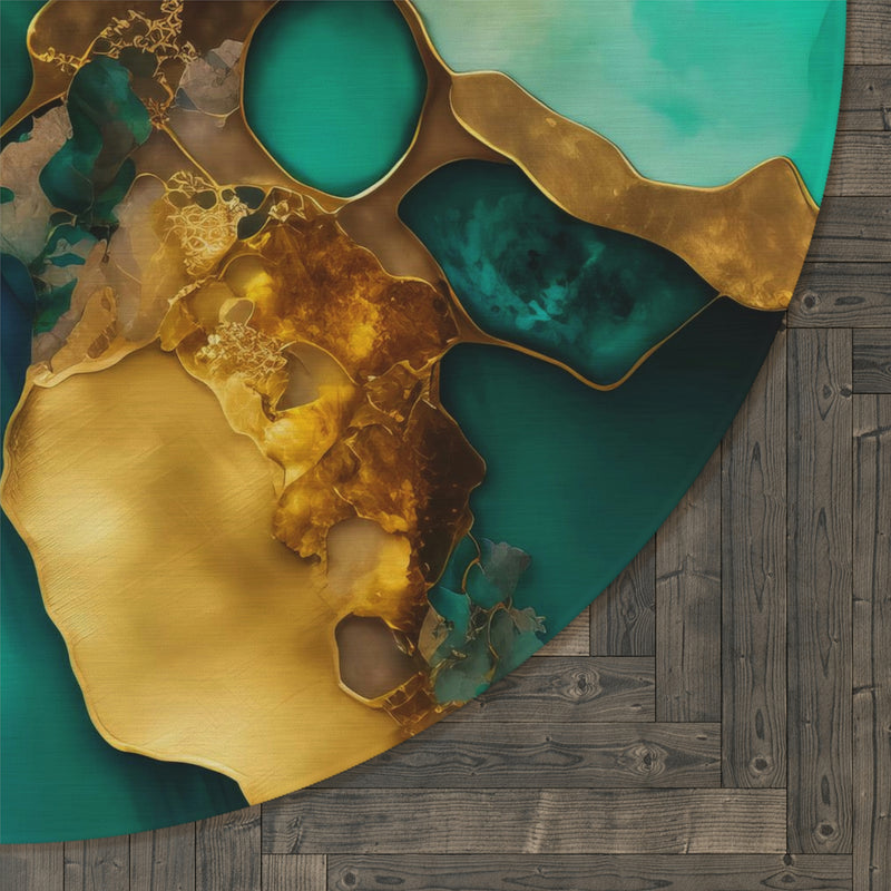 Round Area Rug | Teal Jade Green Abstract