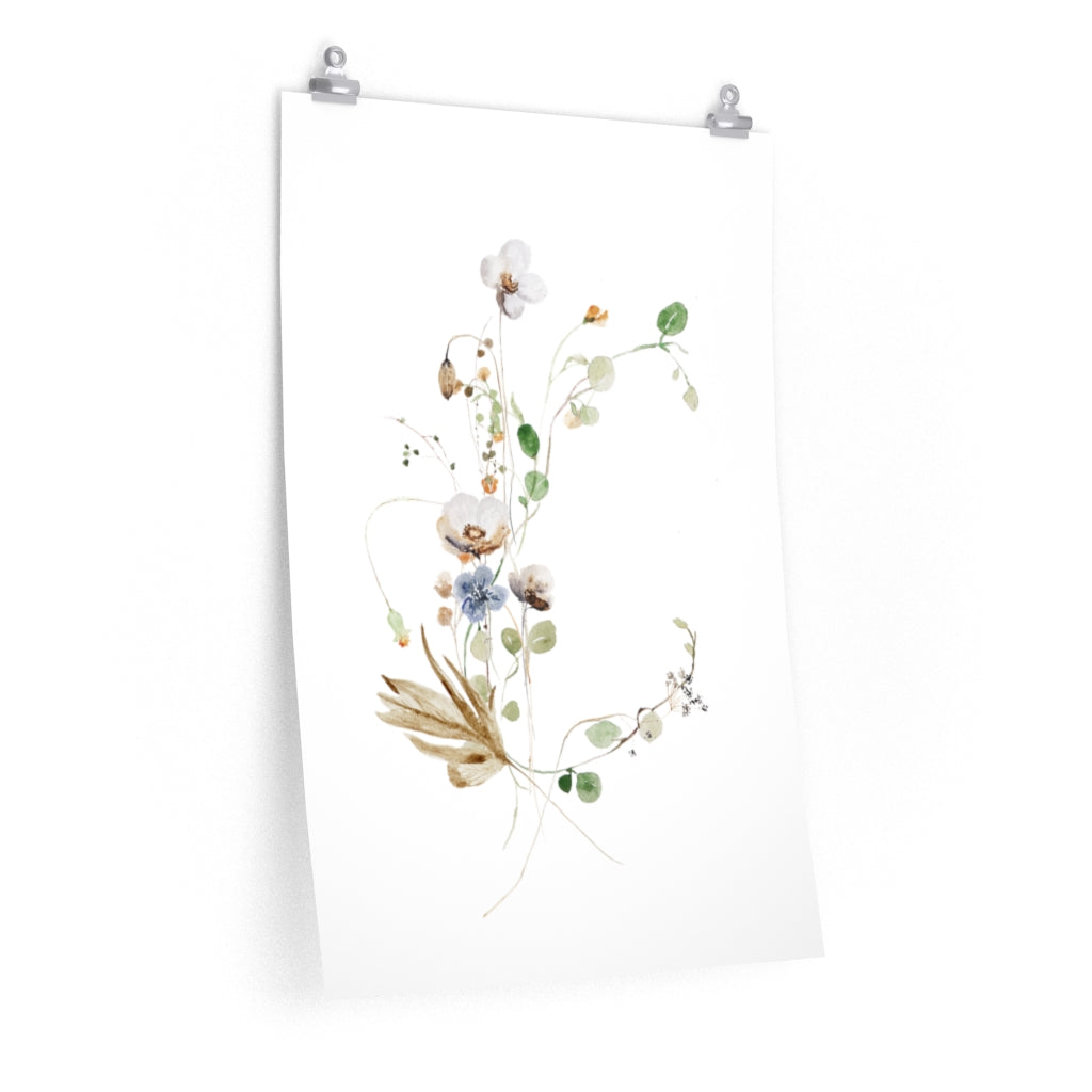 Wild Floral Art Print | green beige white