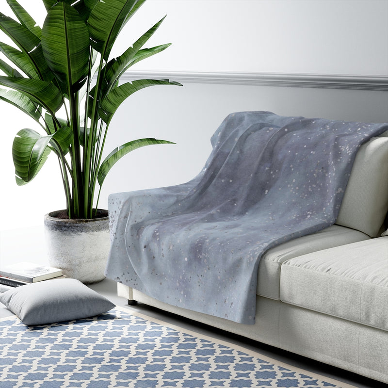Abstract Comfy Blanket | Blue Ombre Silver