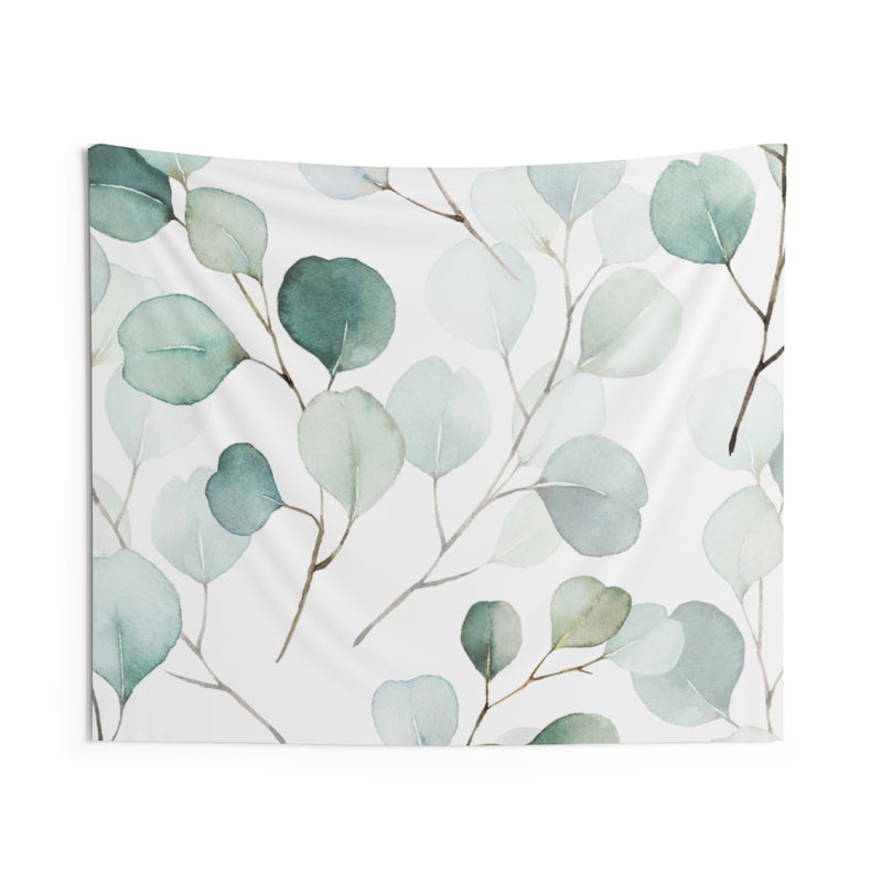 Floral Tapestry | White Green Gold Eucalyptus Leaves