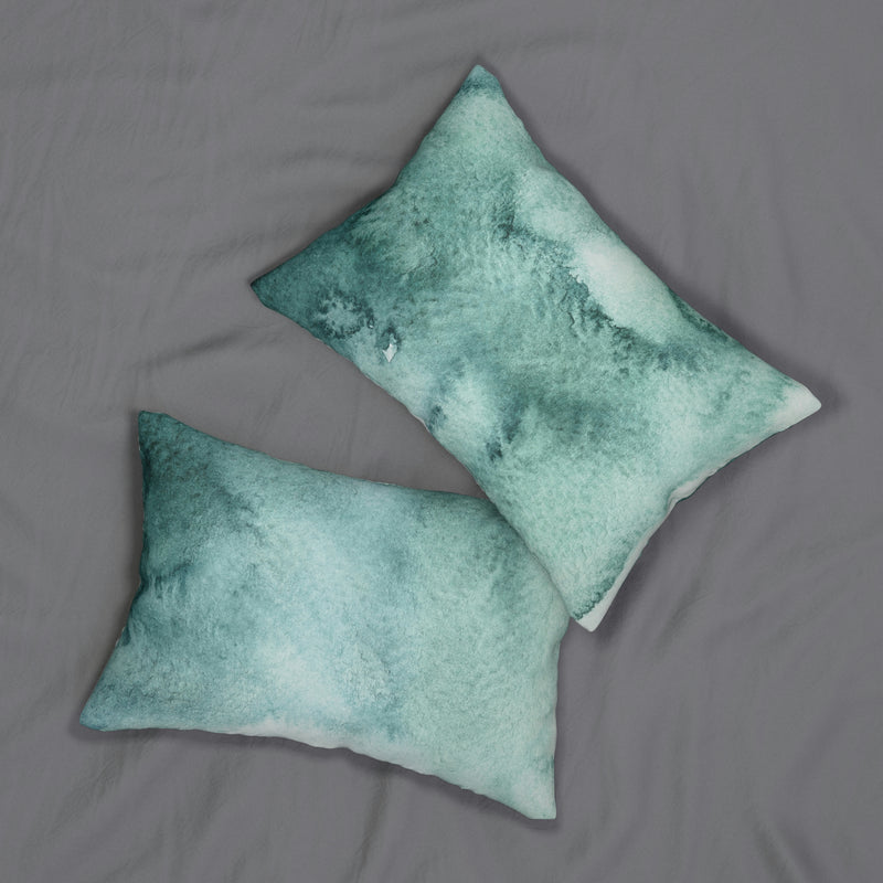 Abstract Lumbar Pillow | Earthy Teal Green Ombre