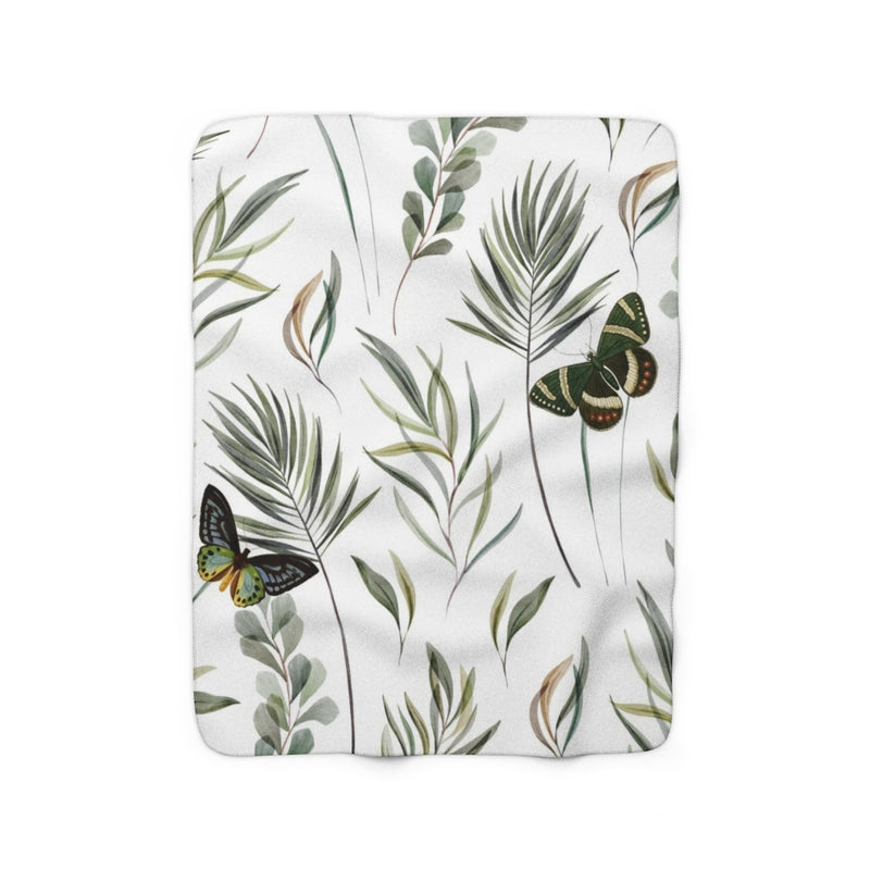 Floral Comfy Blanket | Green Leaves Butterflies