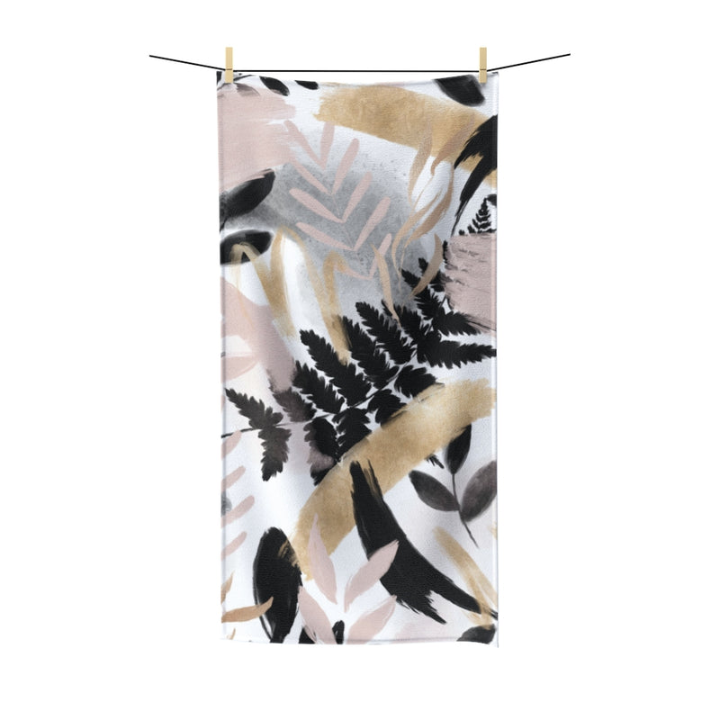 Floral Bath Towel | Black Leaves