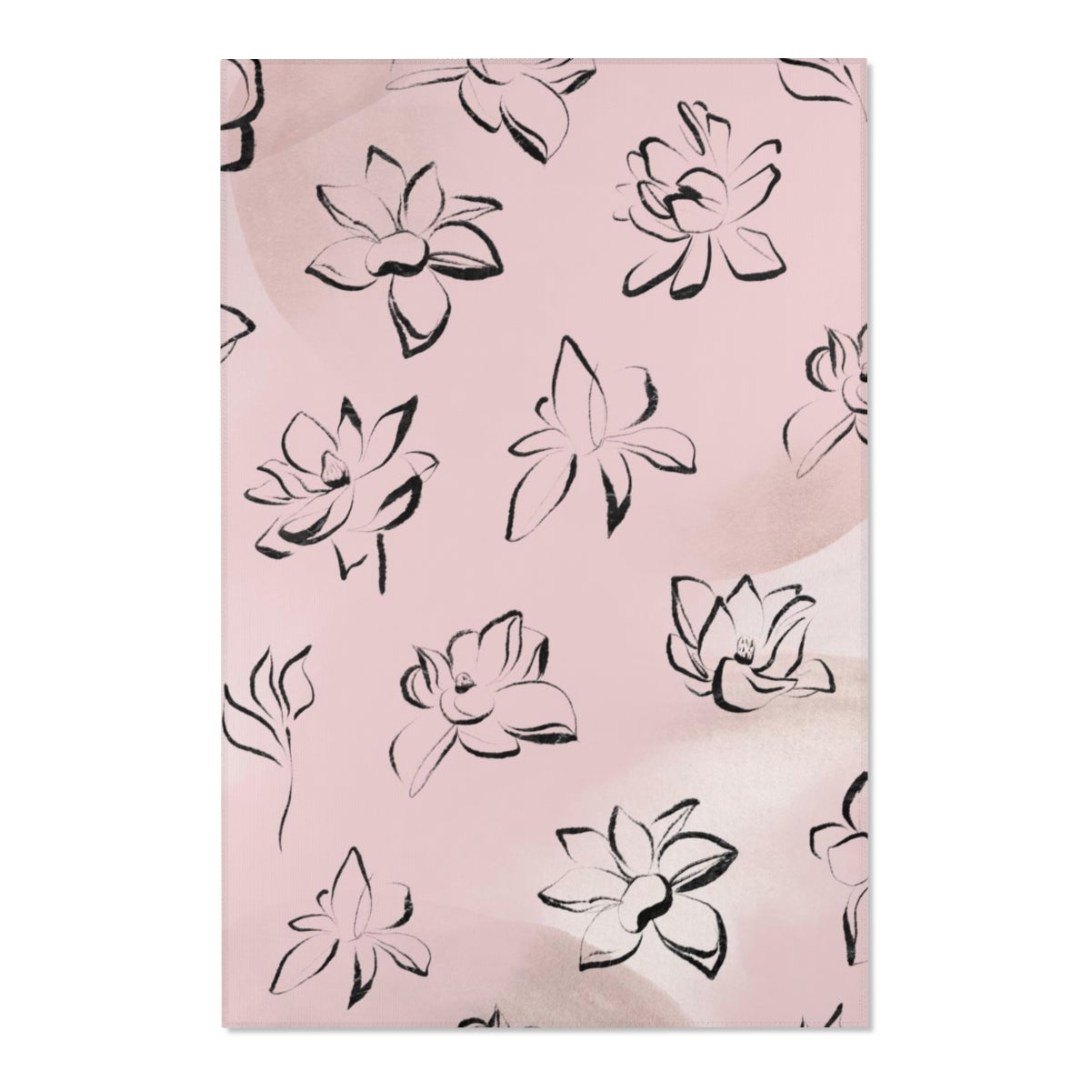 Floral Boho Area Rug | Watercolor Pink Flowers