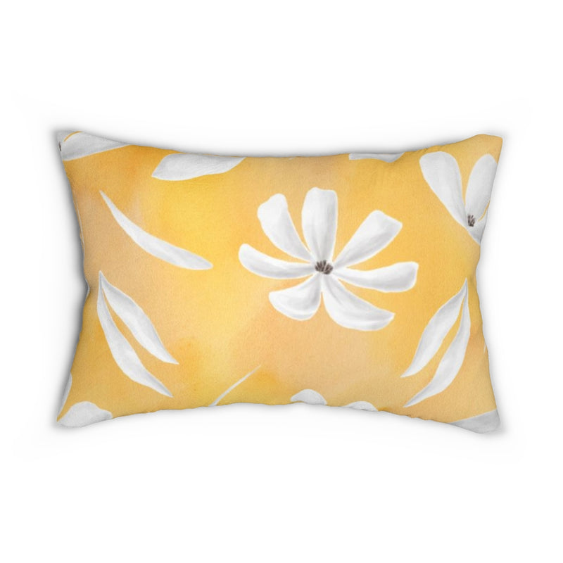 Floral Boho Lumbar Pillow | Yellow White