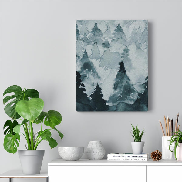 FLORAL WALL CANVAS ART | Indigo Blue Watercolor Forest