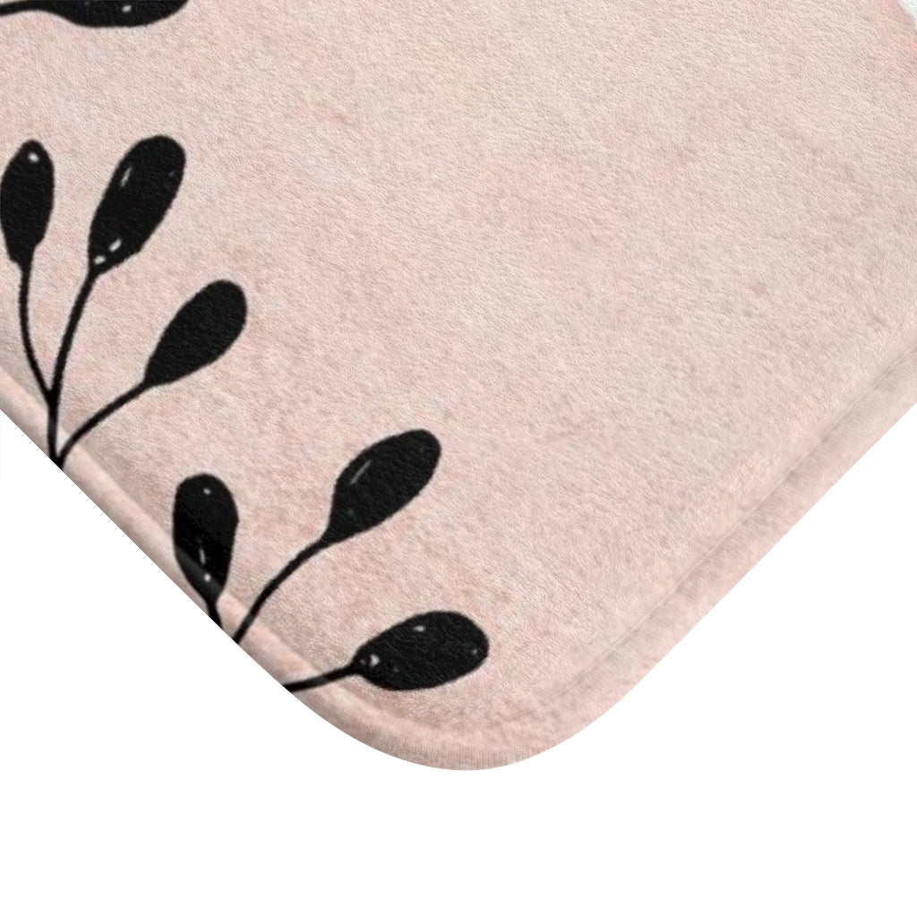 Abstract Boho Bath Mat | Blush Pink Black Gold