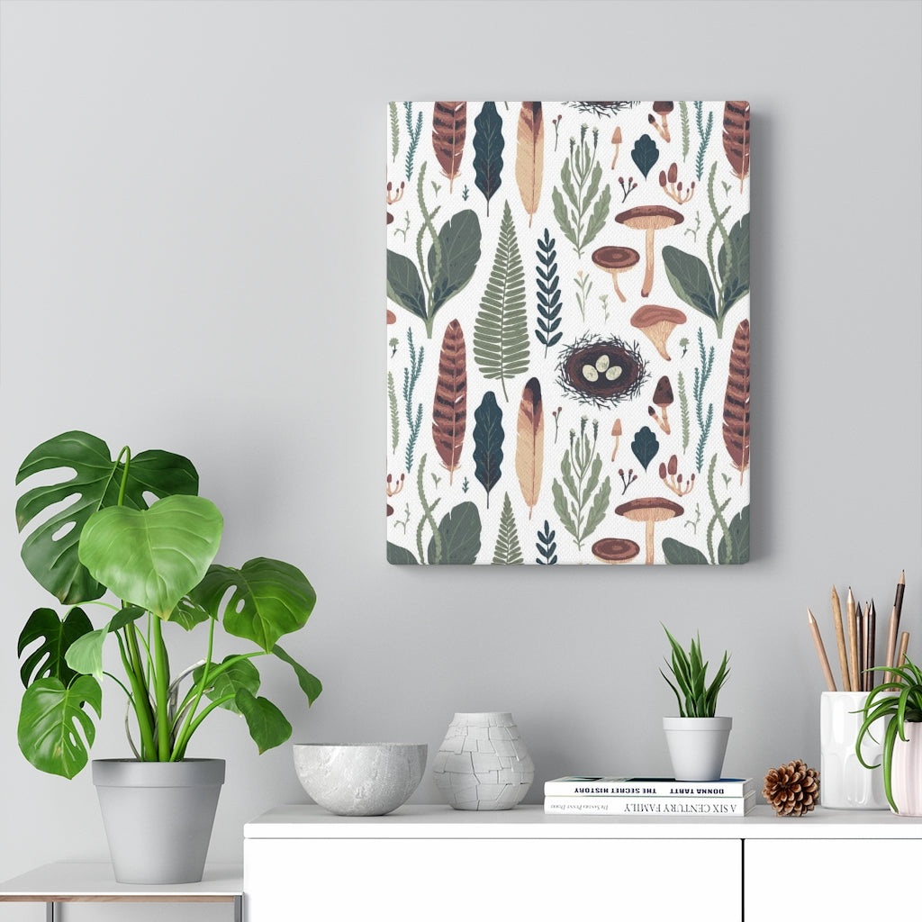 FLORAL WALL CANVAS ART | Green White Beige Burgundy