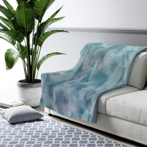 Abstract Comfy Blanket | Teal Beige Gradient