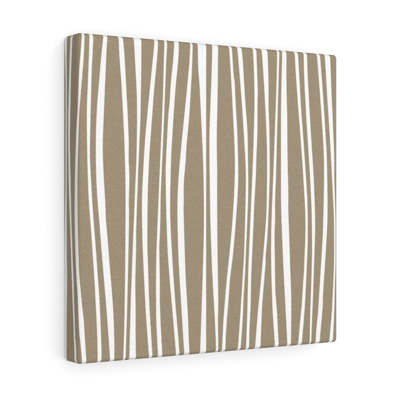 Abstract Canvas Art | Brown White Lines