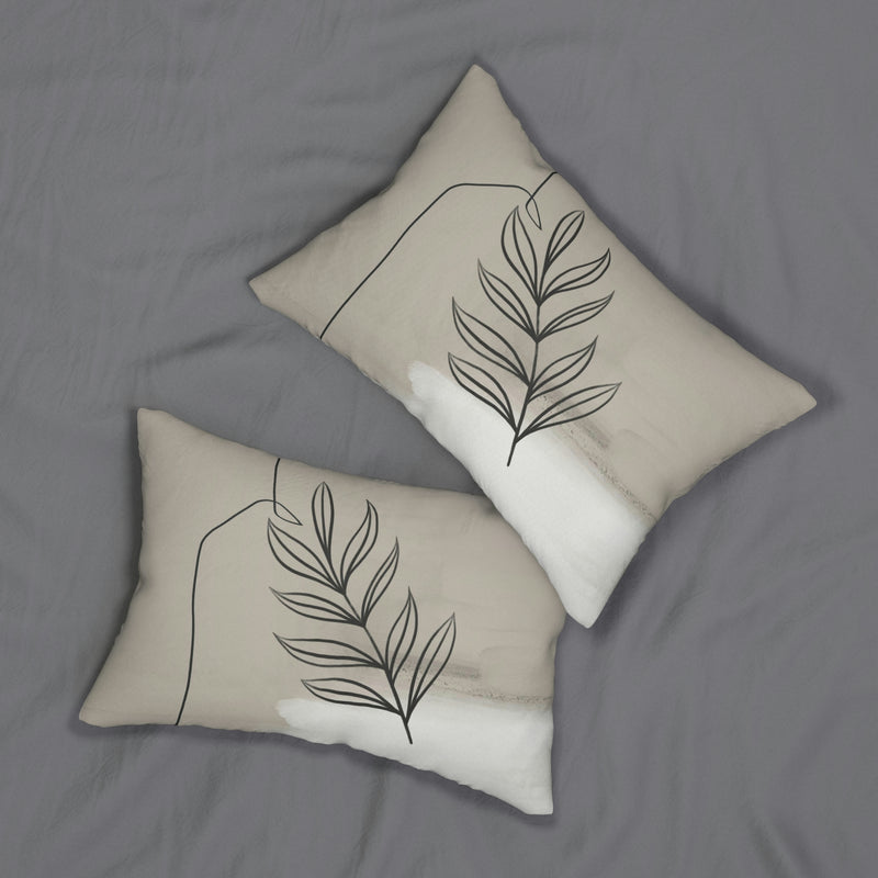 Boho Lumbar Pillow | Earthy Beige Floral