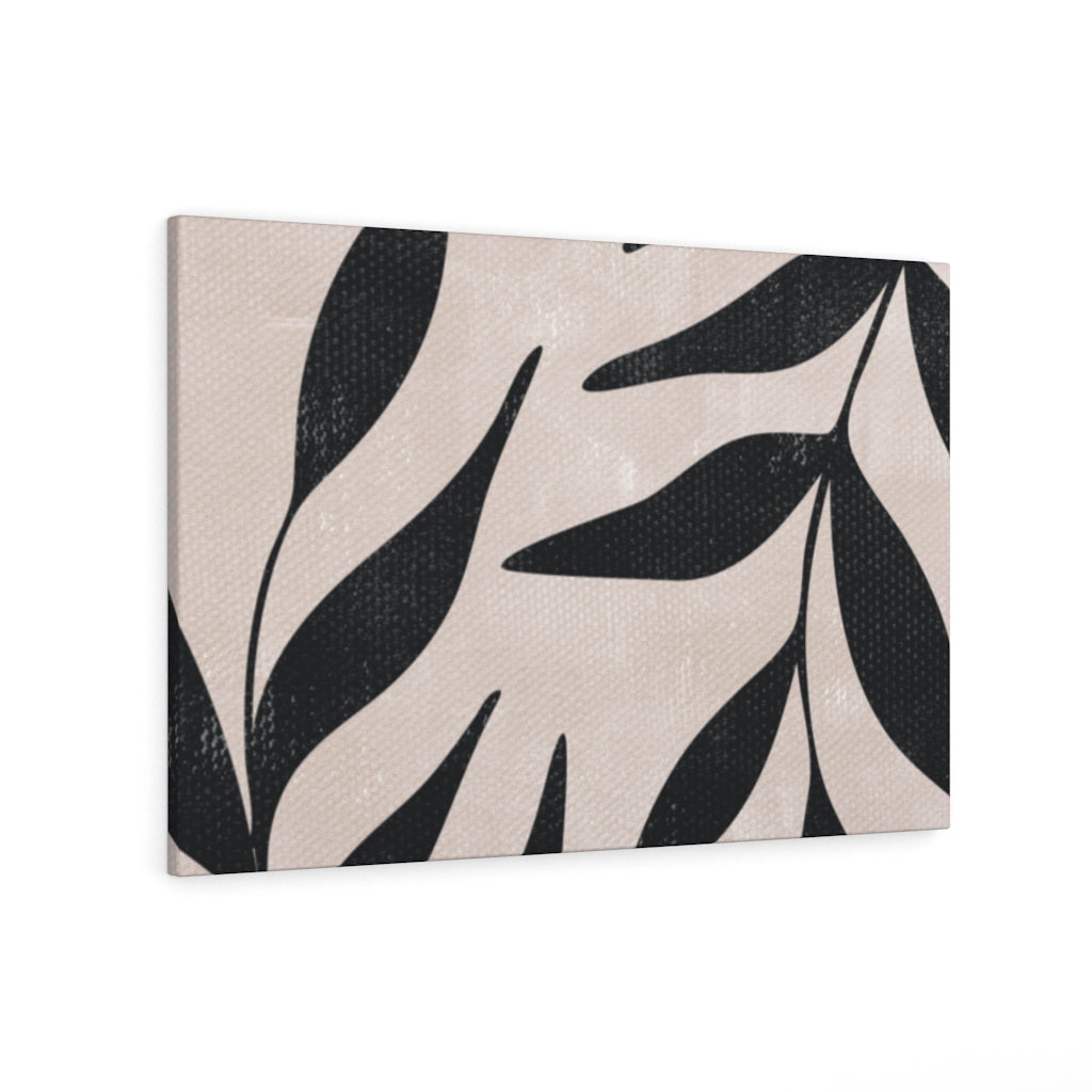 FLORAL CANVAS ART | Beige Black Leaves