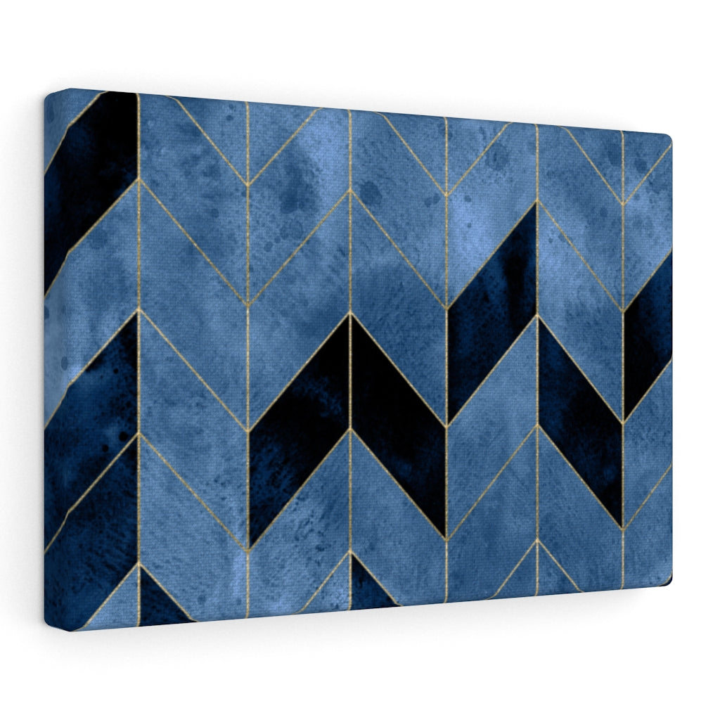 ABSTRACT WALL CANVAS ART | Black Gold Blue