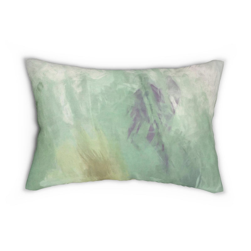 Abstract Boho Lumbar Pillow | Mint Green Purple