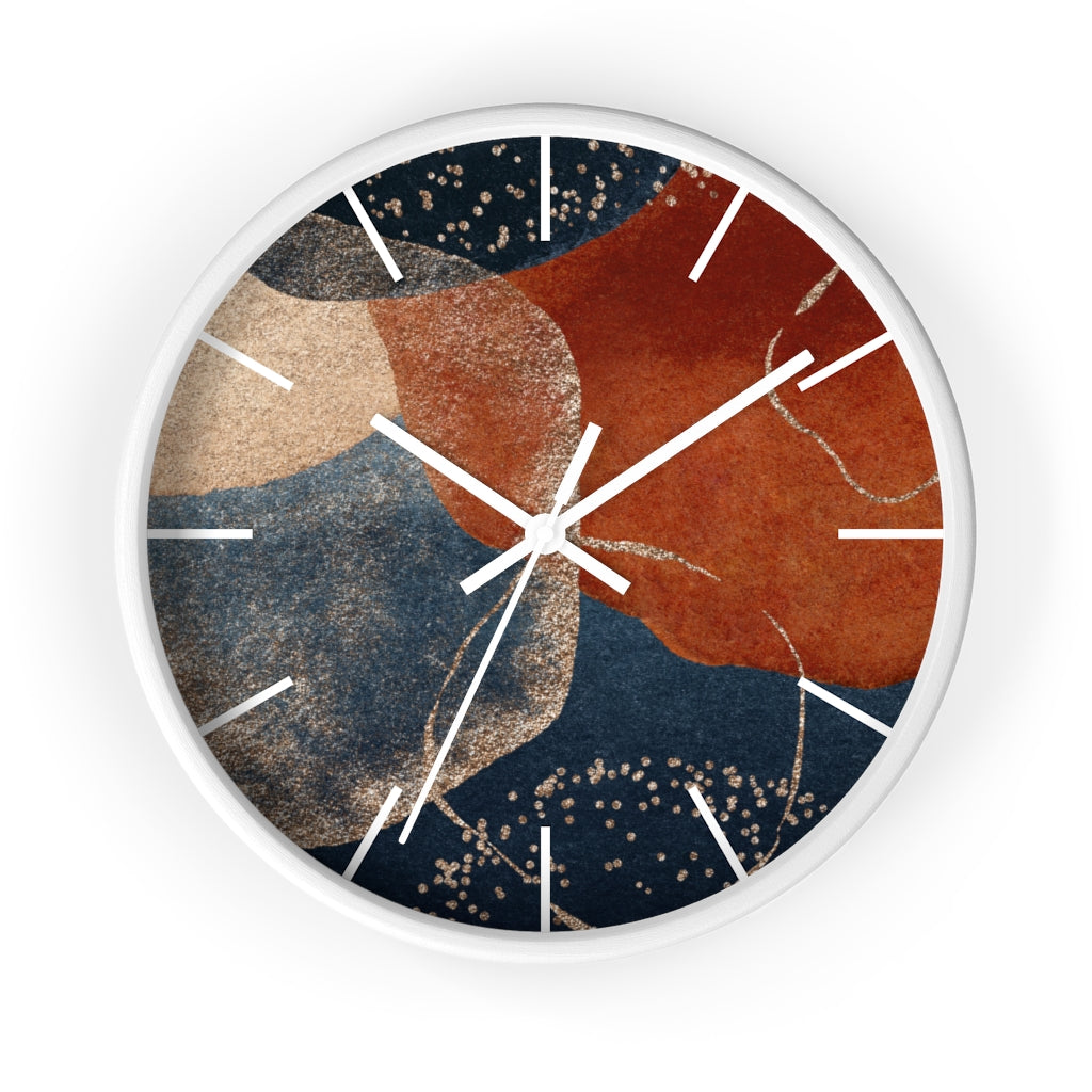 Wood,  Wall Clock, Navy Rust 10"