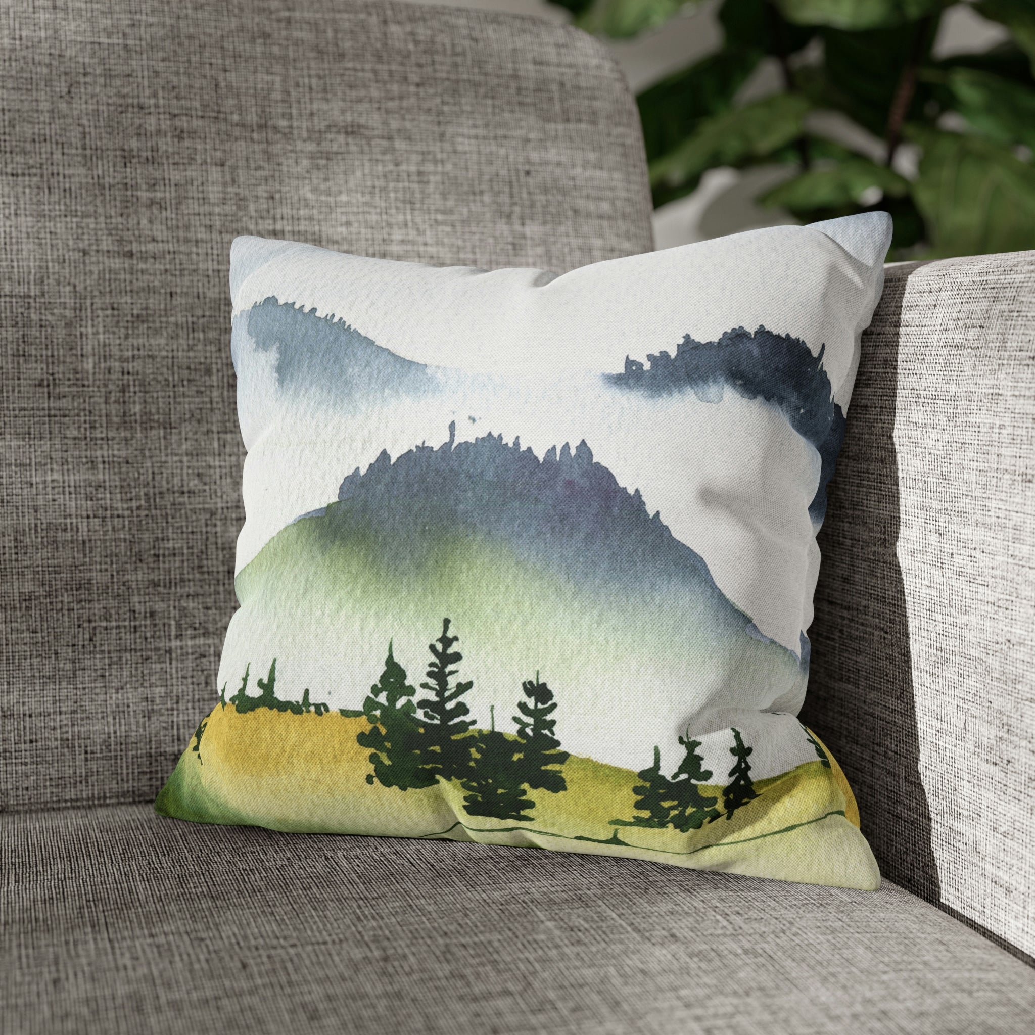 Floral Boho Pillow Cover | Mountain Green Trees