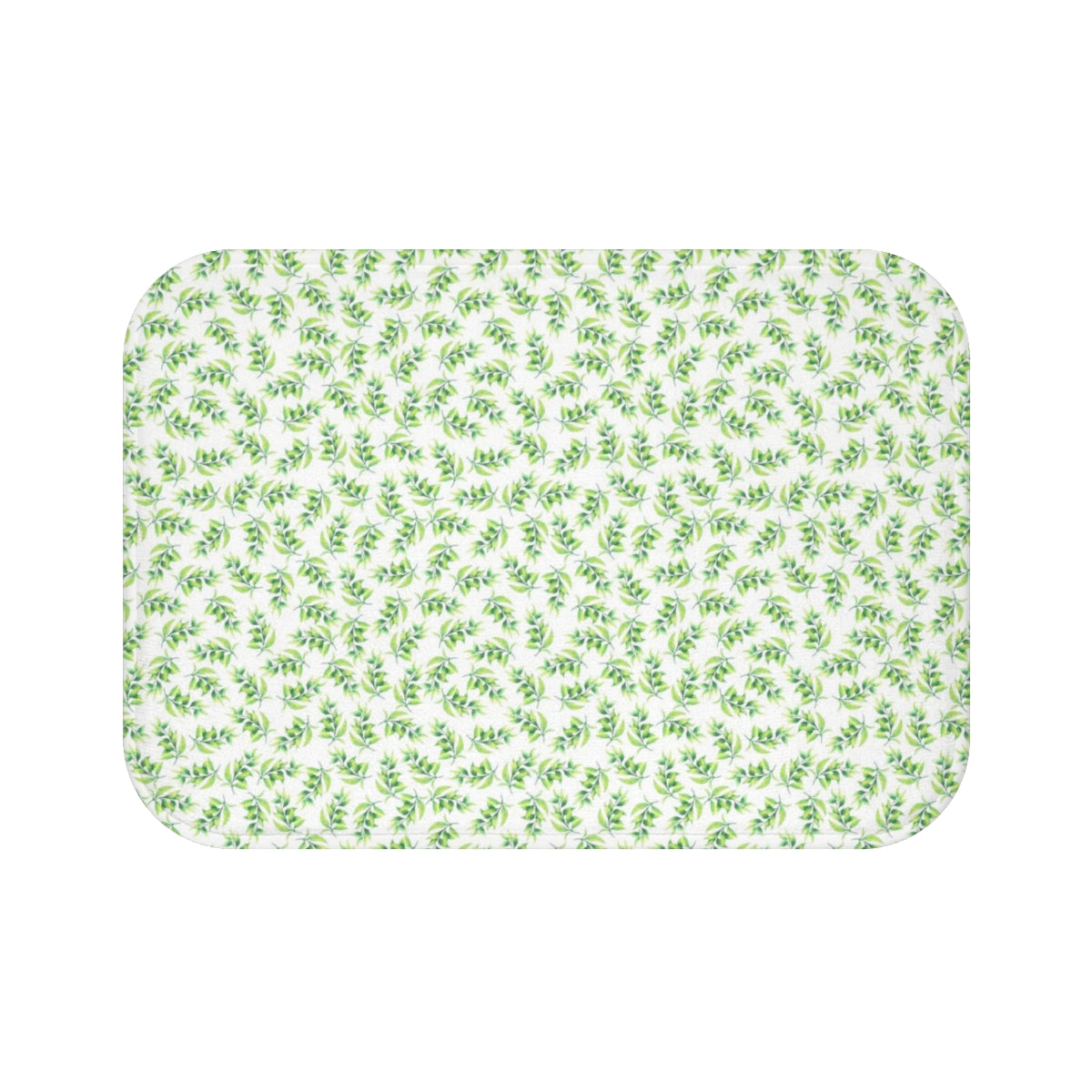 Christmas Bath Mat | White Green Leaves