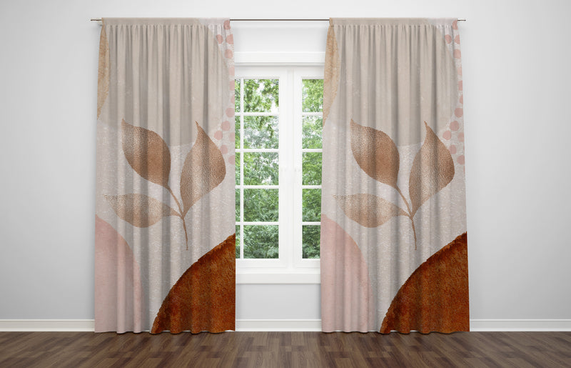 Abstract Window Curtains | Rust Blush Pink Cream