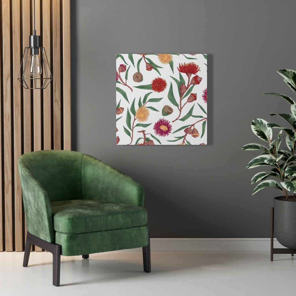 FLORAL CANVAS ART | White Red Green