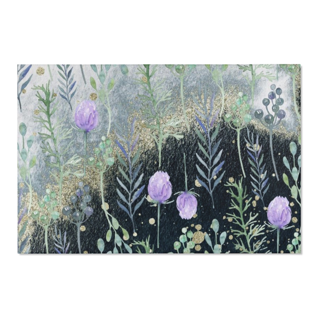 Floral Boho Area Rug | Gray Lavender Beige