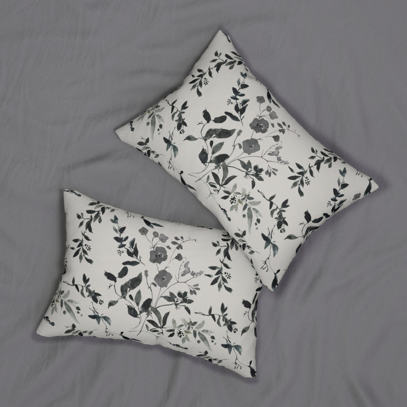Floral Boho Lumbar Pillow | Grey Beige