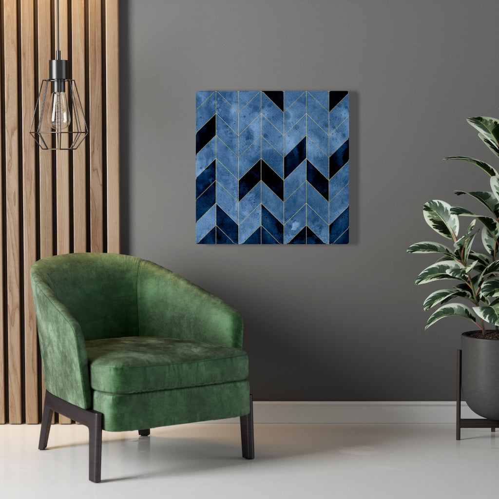 ABSTRACT WALL CANVAS ART | Black Gold Blue